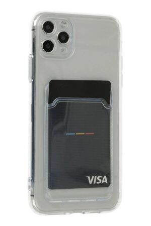 iPhone 11 Pro Max Kılıf Kart Şeffaf Silikon - Şeffaf-(5796)