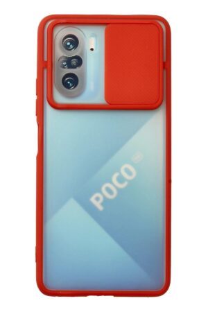Xiaomi Poco F3 Kılıf Palm Buzlu Kamera Sürgülü Silikon - Kırmızı-(5796)