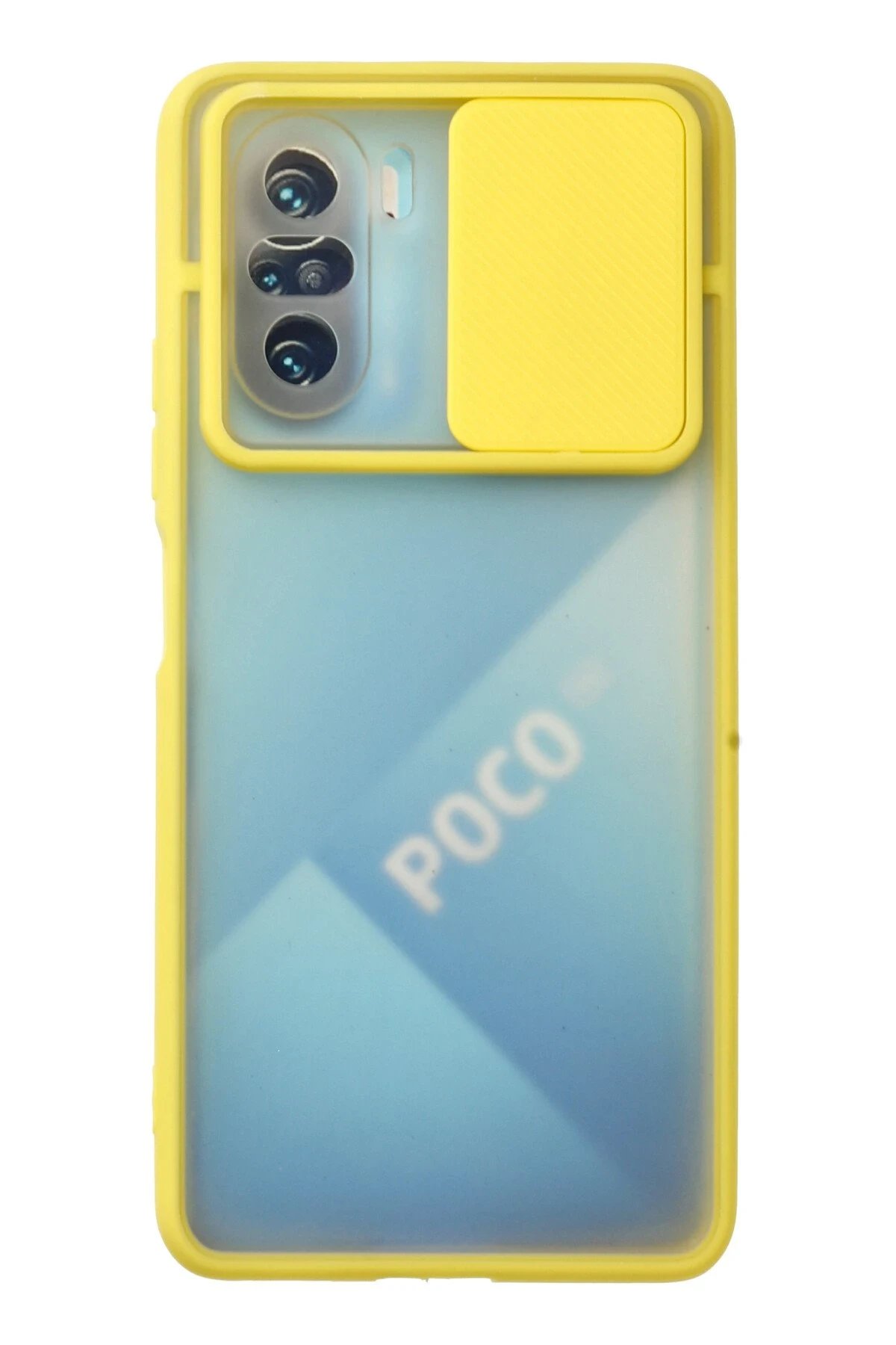 Xiaomi Poco F3 Kılıf Palm Buzlu Kamera Sürgülü Silikon - Sarı-(5796)