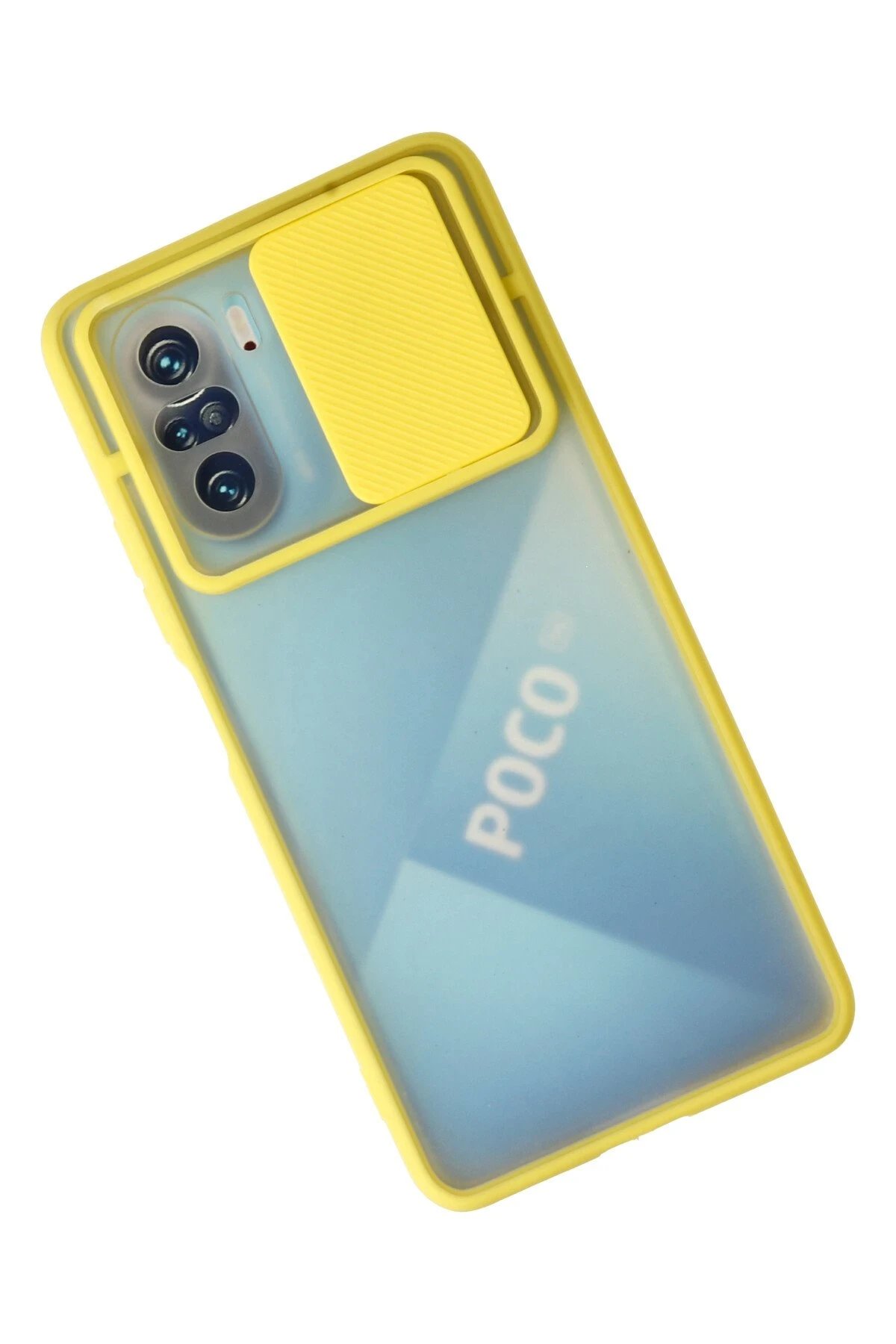 Xiaomi Poco F3 Kılıf Palm Buzlu Kamera Sürgülü Silikon - Sarı-(5796) - Görsel 2