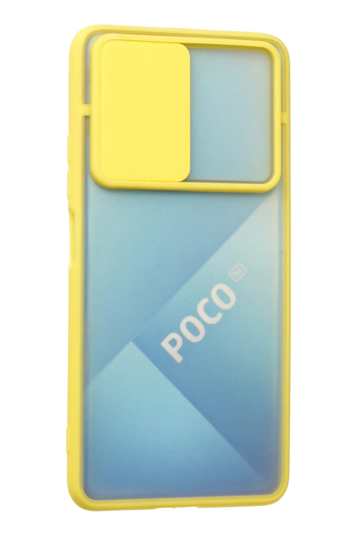 Xiaomi Poco F3 Kılıf Palm Buzlu Kamera Sürgülü Silikon - Sarı-(5796) - Görsel 3