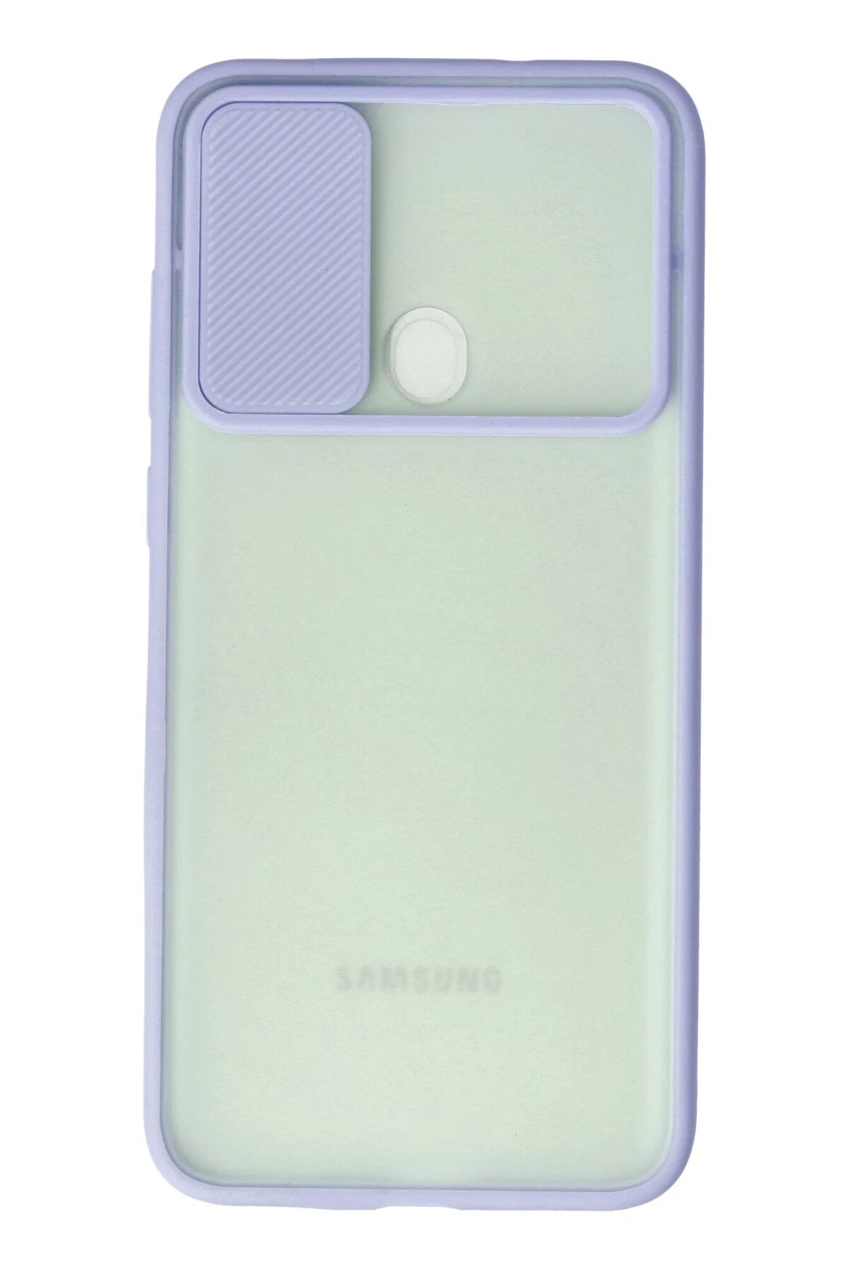 Samsung Galaxy A11 Kılıf Palm Buzlu Kamera Sürgülü Silikon - Lila-(5796) - Görsel 2