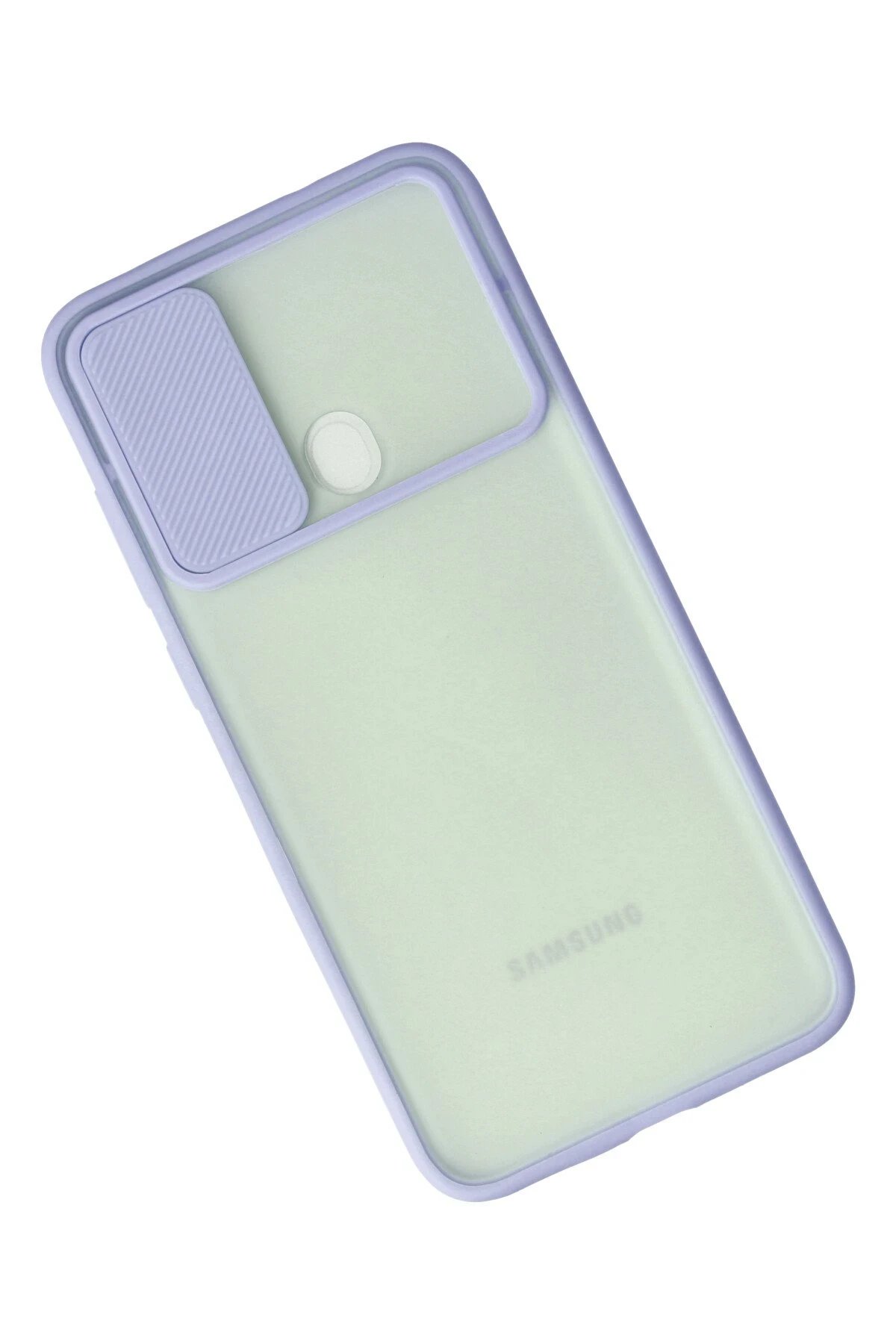 Samsung Galaxy A11 Kılıf Palm Buzlu Kamera Sürgülü Silikon - Lila-(5796) - Görsel 3