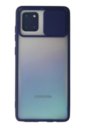 Samsung Galaxy A81 / Note 10 Lite Kılıf Palm Buzlu Kamera Sürgülü Silikon - Lacivert-(5796)