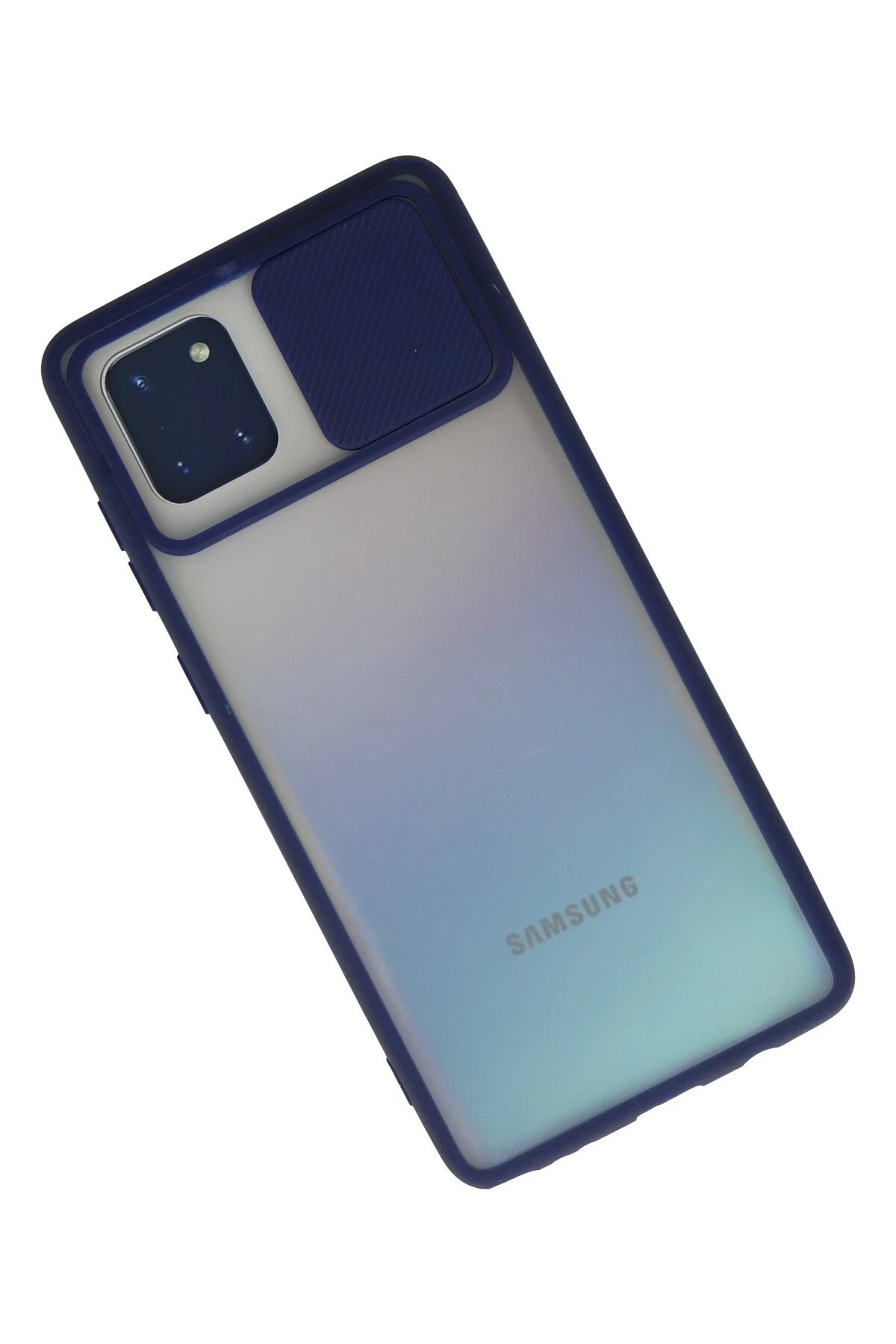 Samsung Galaxy A81 / Note 10 Lite Kılıf Palm Buzlu Kamera Sürgülü Silikon - Lacivert-(5796) - Görsel 2