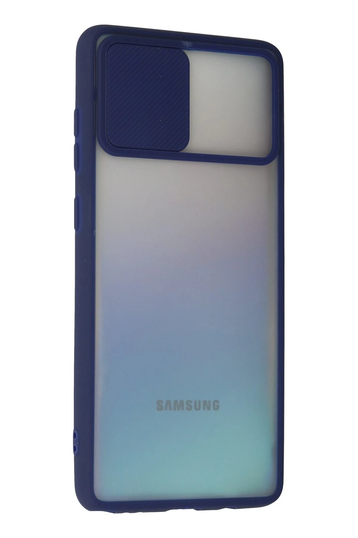 Samsung Galaxy A81 / Note 10 Lite Kılıf Palm Buzlu Kamera Sürgülü Silikon - Lacivert-(5796) - Görsel 3