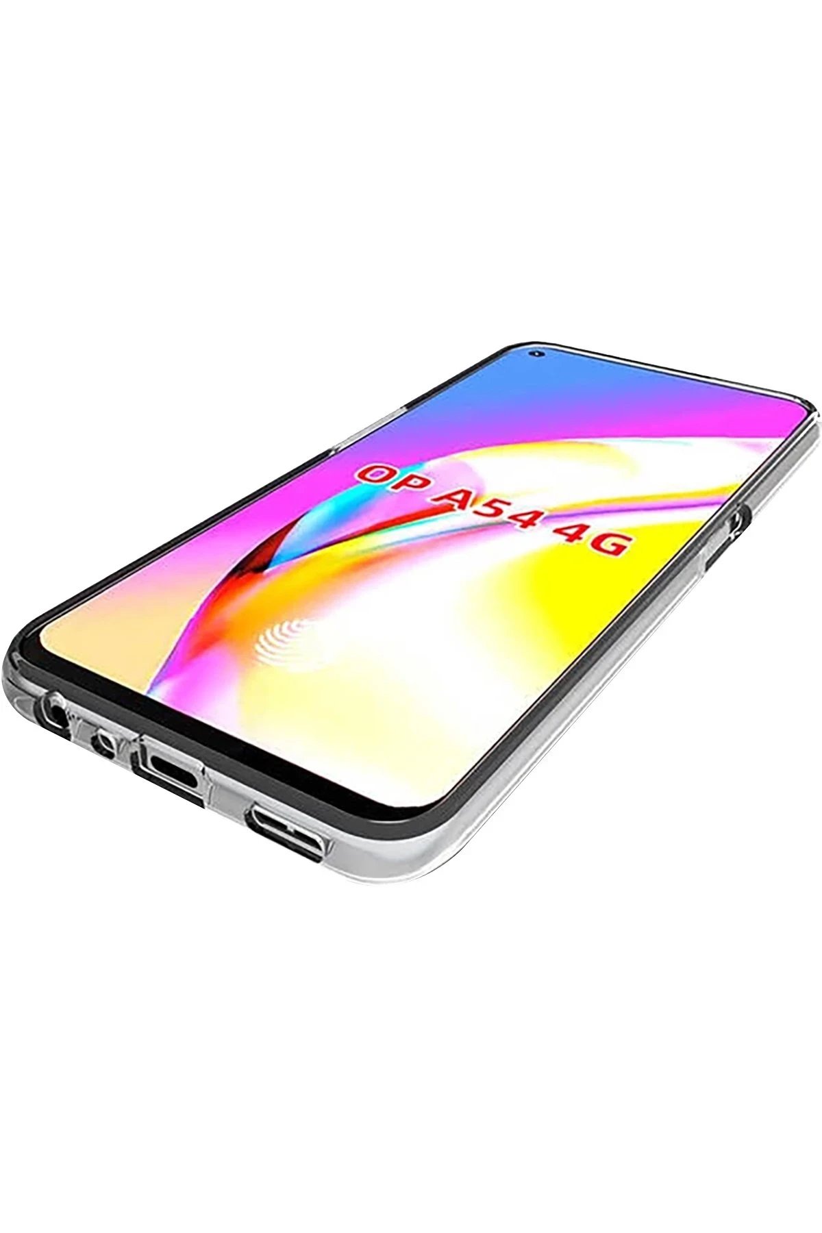 Oppo A54 4G Kılıf Deluxe 2mm Şeffaf Silikon - Şeffaf-(5796) - Görsel 4