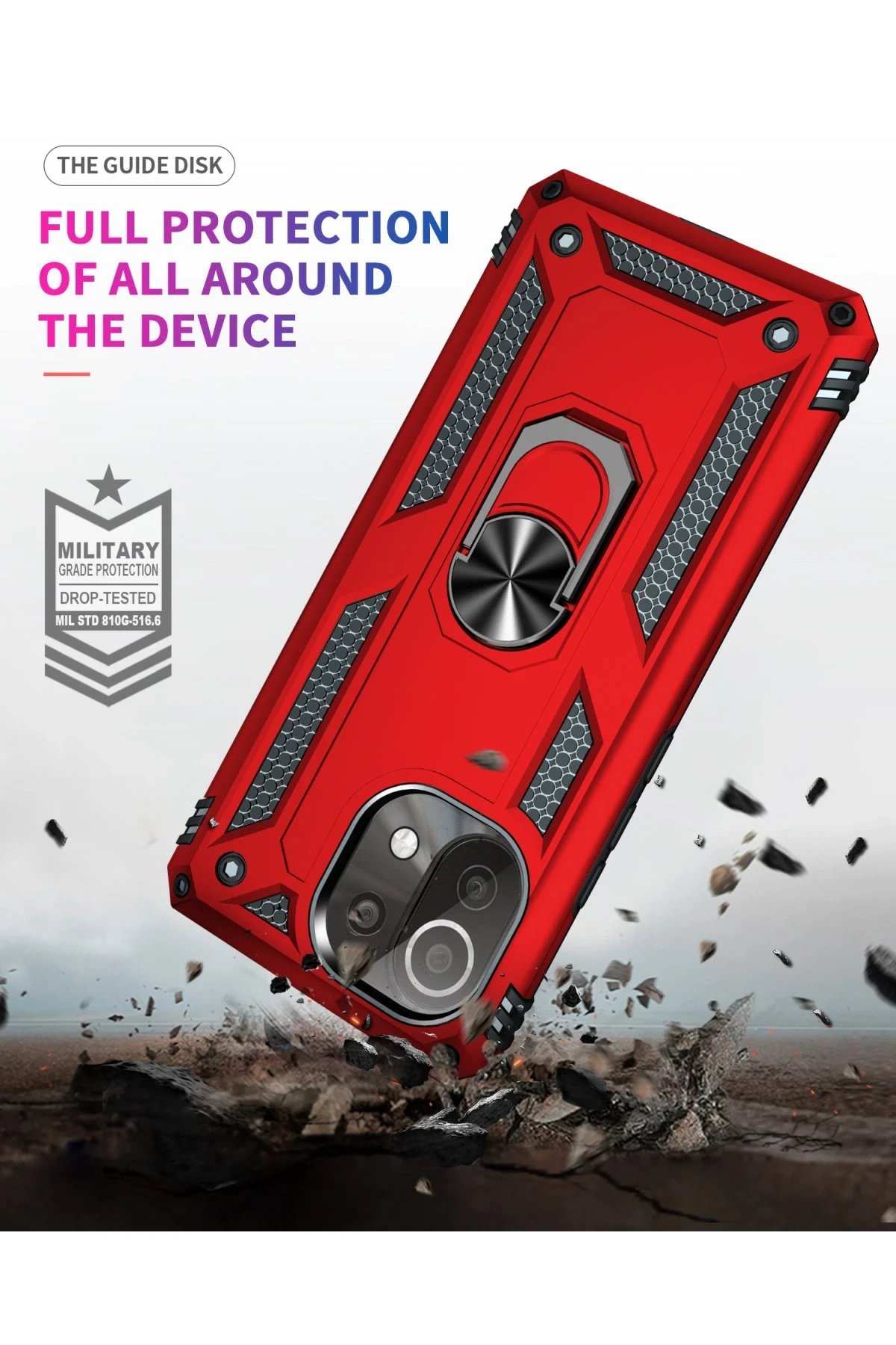 Xiaomi Mİ 11 Lite Kılıf Sofya Yüzüklü Silikon Kapak - Kırmızı-(5796) - Görsel 4