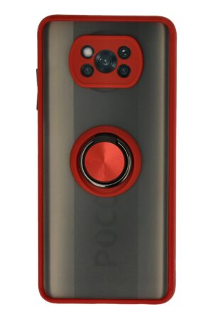 Xiaomi Pocophone X3 Kılıf Montreal Yüzüklü Silikon Kapak - Kırmızı-(5796)