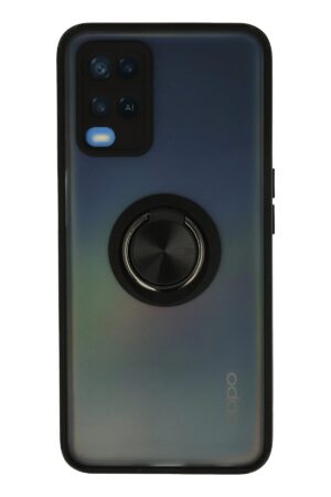 Oppo A54 4G Kılıf Montreal Yüzüklü Silikon Kapak - Siyah-(5796)