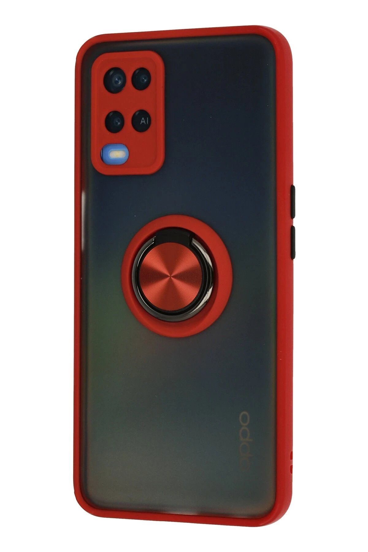 Oppo A54 4G Kılıf Montreal Yüzüklü Silikon Kapak - Kırmızı-(5796) - Görsel 2