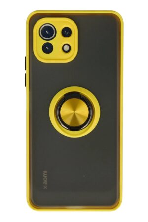 Xiaomi Mİ 11 Lite Kılıf Montreal Yüzüklü Silikon Kapak - Sarı-(5796)
