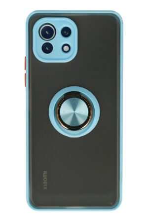 Xiaomi Mİ 11 Lite Kılıf Montreal Yüzüklü Silikon Kapak - Buz Mavi-(5796)