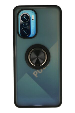Xiaomi Redmi K40 Kılıf Montreal Yüzüklü Silikon Kapak - Siyah-(5796)