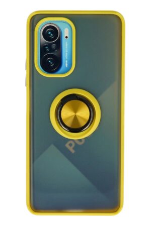 Xiaomi Redmi K40 Kılıf Montreal Yüzüklü Silikon Kapak - Sarı-(5796)