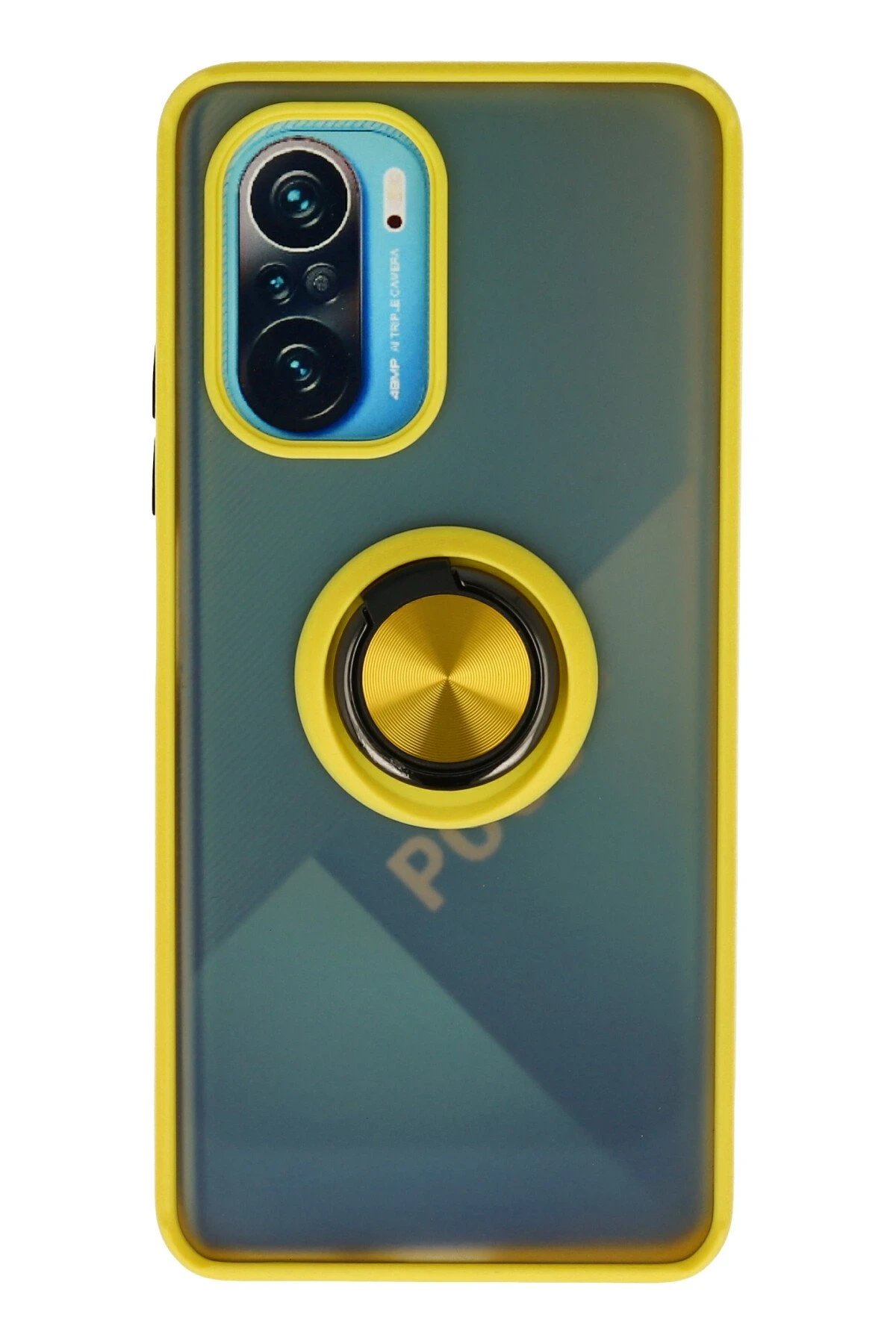 Xiaomi Redmi K40 Kılıf Montreal Yüzüklü Silikon Kapak - Sarı-(5796)