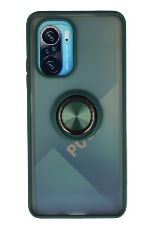 Xiaomi Redmi K40 Kılıf Montreal Yüzüklü Silikon Kapak - Yeşil-(5796)