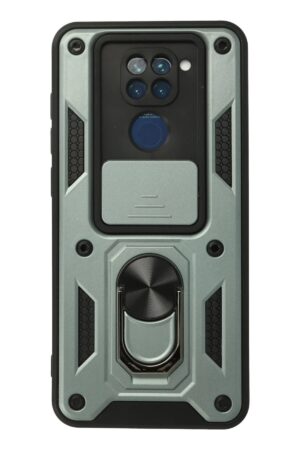 Xiaomi Redmi Note 9 Kılıf Pars Lens Yüzüklü Silikon - Yeşil-(5796)