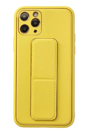 iPhone 11 Pro Kılıf Coco Deri Standlı Kapak - Sarı-(5796)