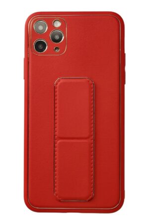 iPhone 11 Pro Max Kılıf Coco Deri Standlı Kapak - Kırmızı-(5796)