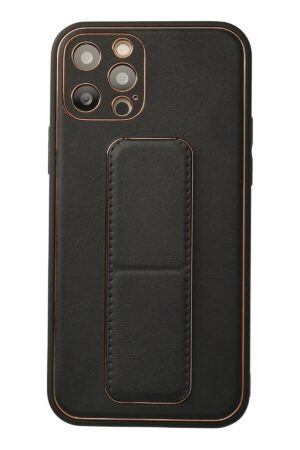 iPhone 12 Pro Kılıf Coco Deri Standlı Kapak - Siyah-(5796)