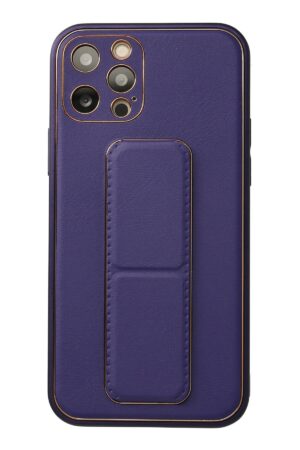 iPhone 12 Pro Kılıf Coco Deri Standlı Kapak - Mor-(5796)