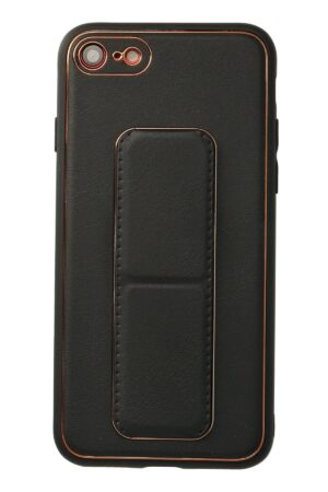 iPhone 7 Kılıf Coco Deri Standlı Kapak - Siyah-(5796)