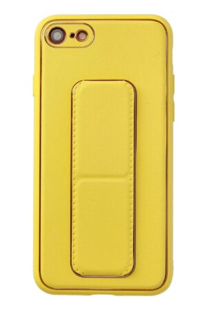 iPhone 7 Kılıf Coco Deri Standlı Kapak - Sarı-(5796)