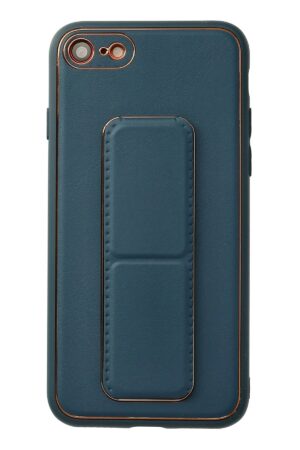 iPhone 7 Kılıf Coco Deri Standlı Kapak - Mavi-(5796)