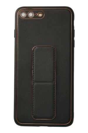 iPhone 7 Plus Kılıf Coco Deri Standlı Kapak - Siyah-(5796)