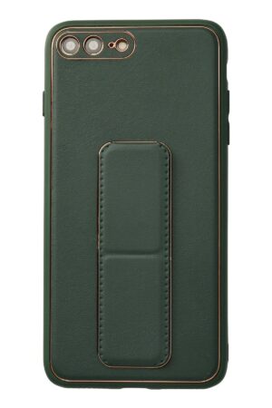 iPhone 7 Plus Kılıf Coco Deri Standlı Kapak - Yeşil-(5796)