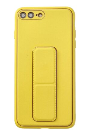 iPhone 7 Plus Kılıf Coco Deri Standlı Kapak - Sarı-(5796)