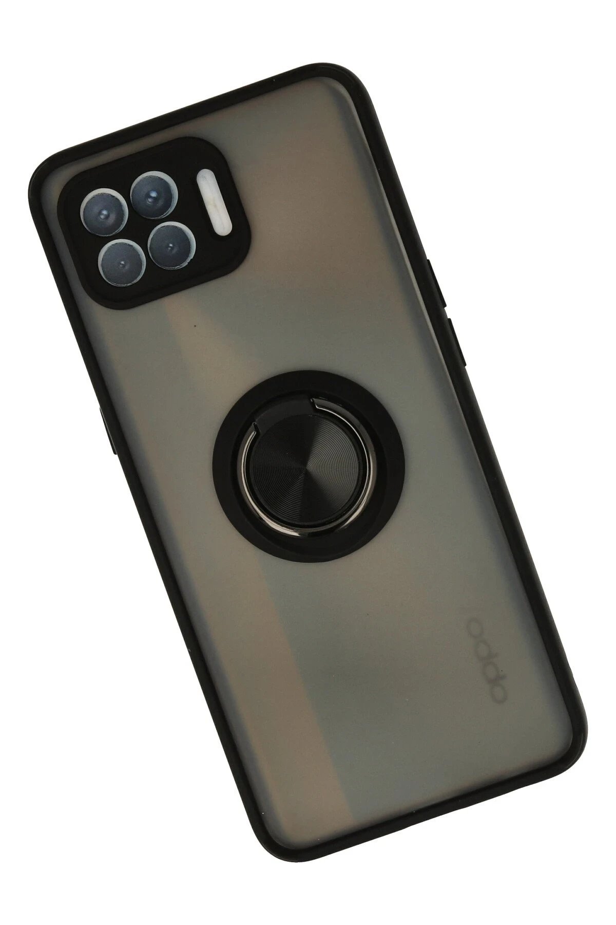 Oppo Reno 4 Lite Kılıf Montreal Yüzüklü Silikon Kapak - Siyah-(5796) - Görsel 2