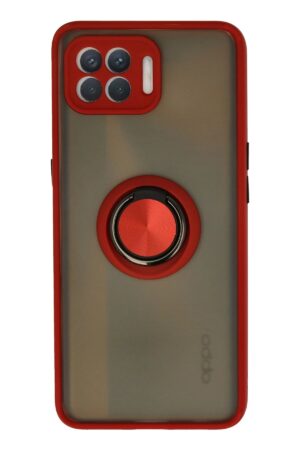Oppo Reno 4 Lite Kılıf Montreal Yüzüklü Silikon Kapak - Kırmızı-(5796)