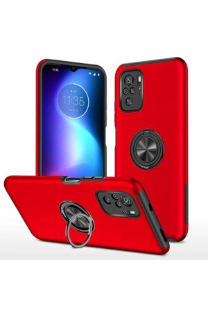 Xiaomi Poco F3 Kılıf Elit Yüzüklü Kapak - Kırmızı-(5796)