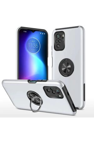 Xiaomi Poco F3 Kılıf Elit Yüzüklü Kapak - Gümüş-(5796)