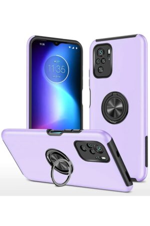 Xiaomi Poco F3 Kılıf Elit Yüzüklü Kapak - Mor-(5796)