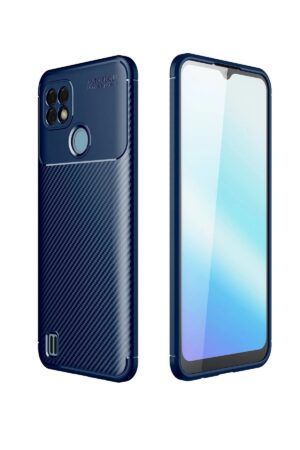 Realme C21 Kılıf Auto Focus Karbon Kapak - Lacivert-(5796)