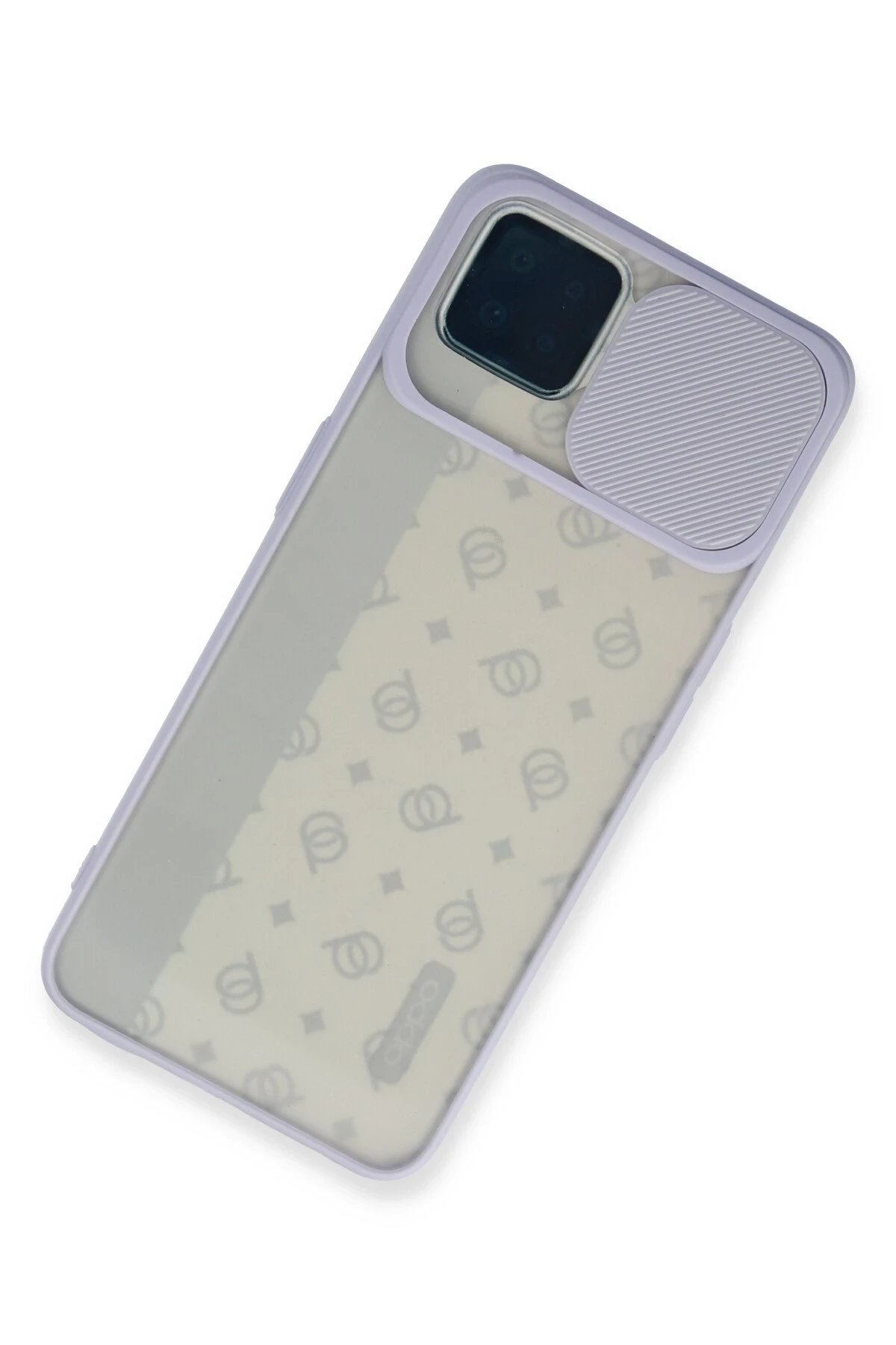 Oppo Reno 4 Lite Kılıf Palm Buzlu Kamera Sürgülü Silikon - Lila-(5796) - Görsel 3