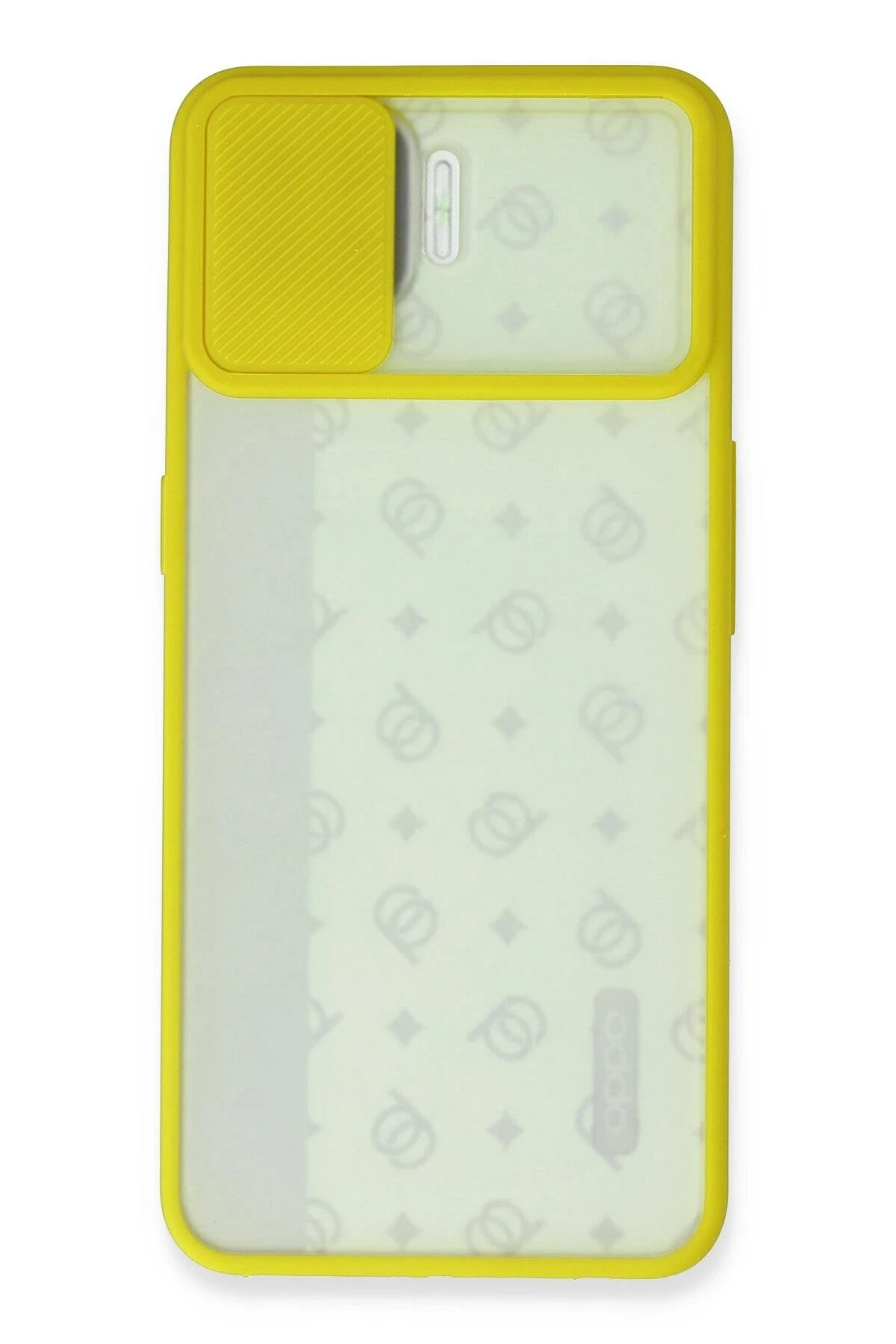 Oppo Reno 4 Lite Kılıf Palm Buzlu Kamera Sürgülü Silikon - Sarı-(5796) - Görsel 2