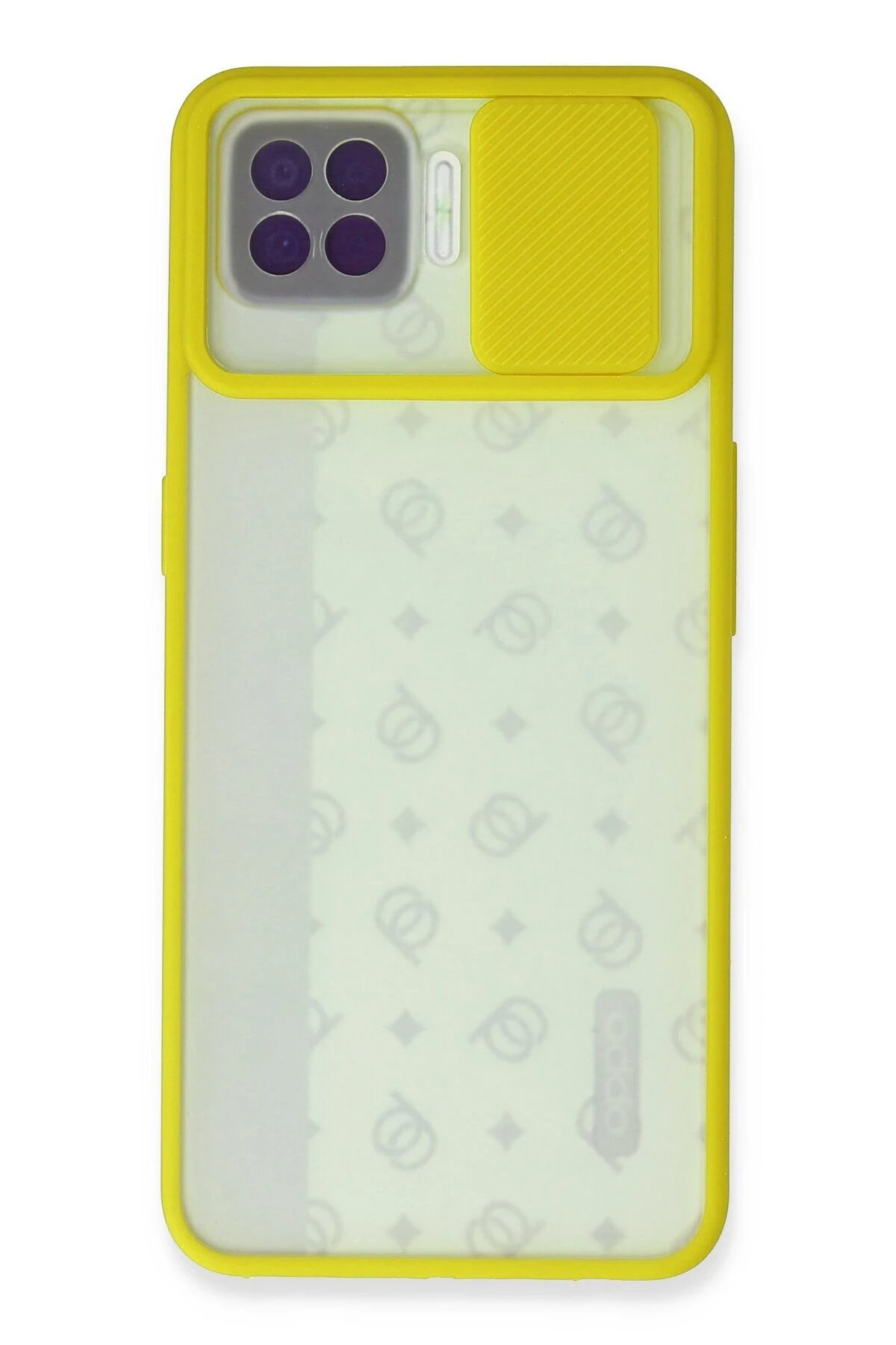 Oppo Reno 4 Lite Kılıf Palm Buzlu Kamera Sürgülü Silikon - Sarı-(5796) - Görsel 3