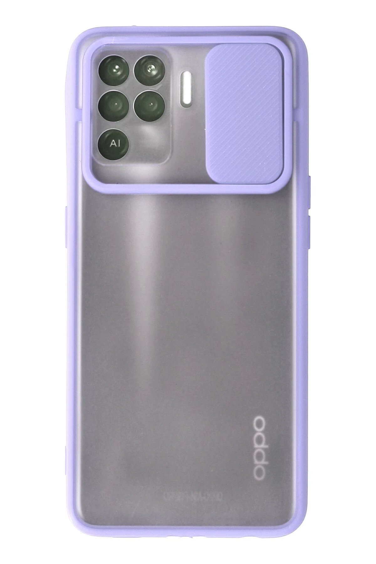 Oppo Reno 5 Lite Kılıf Palm Buzlu Kamera Sürgülü Silikon - Lila-(5796)
