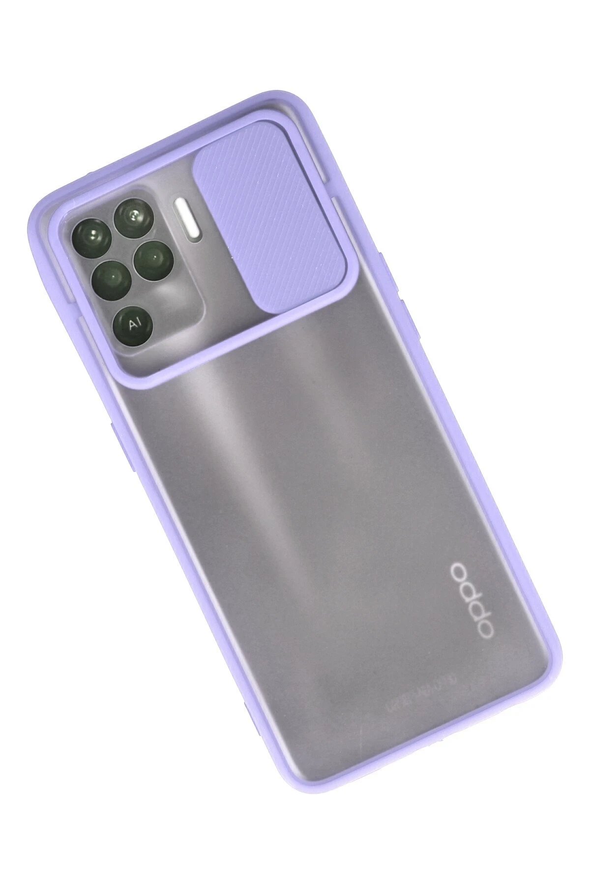 Oppo Reno 5 Lite Kılıf Palm Buzlu Kamera Sürgülü Silikon - Lila-(5796) - Görsel 2