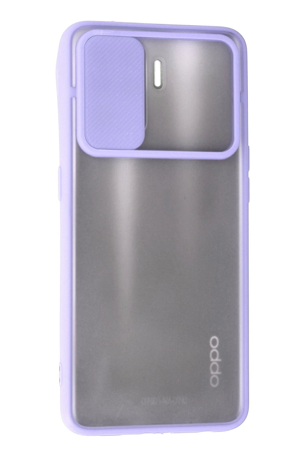 Oppo Reno 5 Lite Kılıf Palm Buzlu Kamera Sürgülü Silikon - Lila-(5796) - Görsel 3