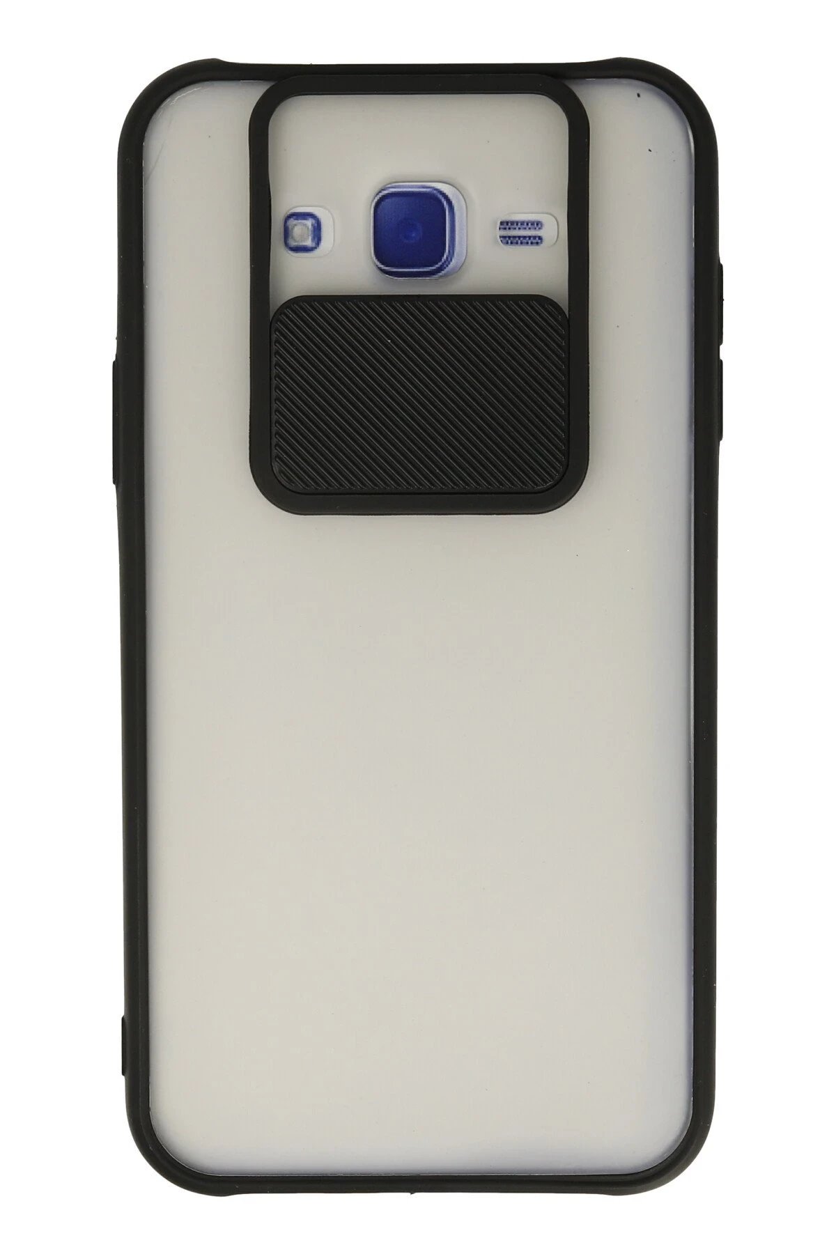 Samsung Galaxy J7 Kılıf Palm Buzlu Kamera Sürgülü Silikon - Siyah-(5796)