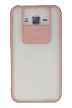 Samsung Galaxy J7 Kılıf Palm Buzlu Kamera Sürgülü Silikon - Pembe-(5796)