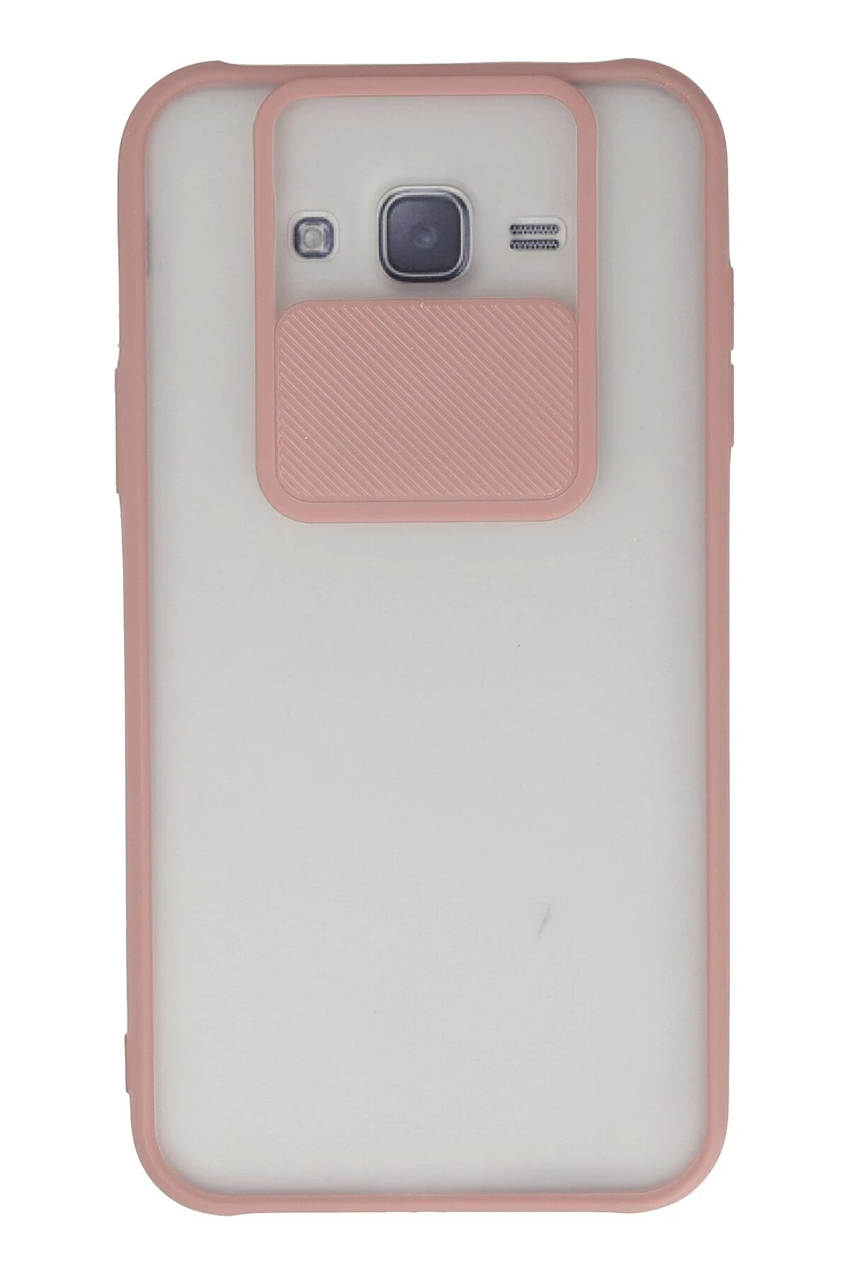 Samsung Galaxy J7 Kılıf Palm Buzlu Kamera Sürgülü Silikon - Pembe-(5796)