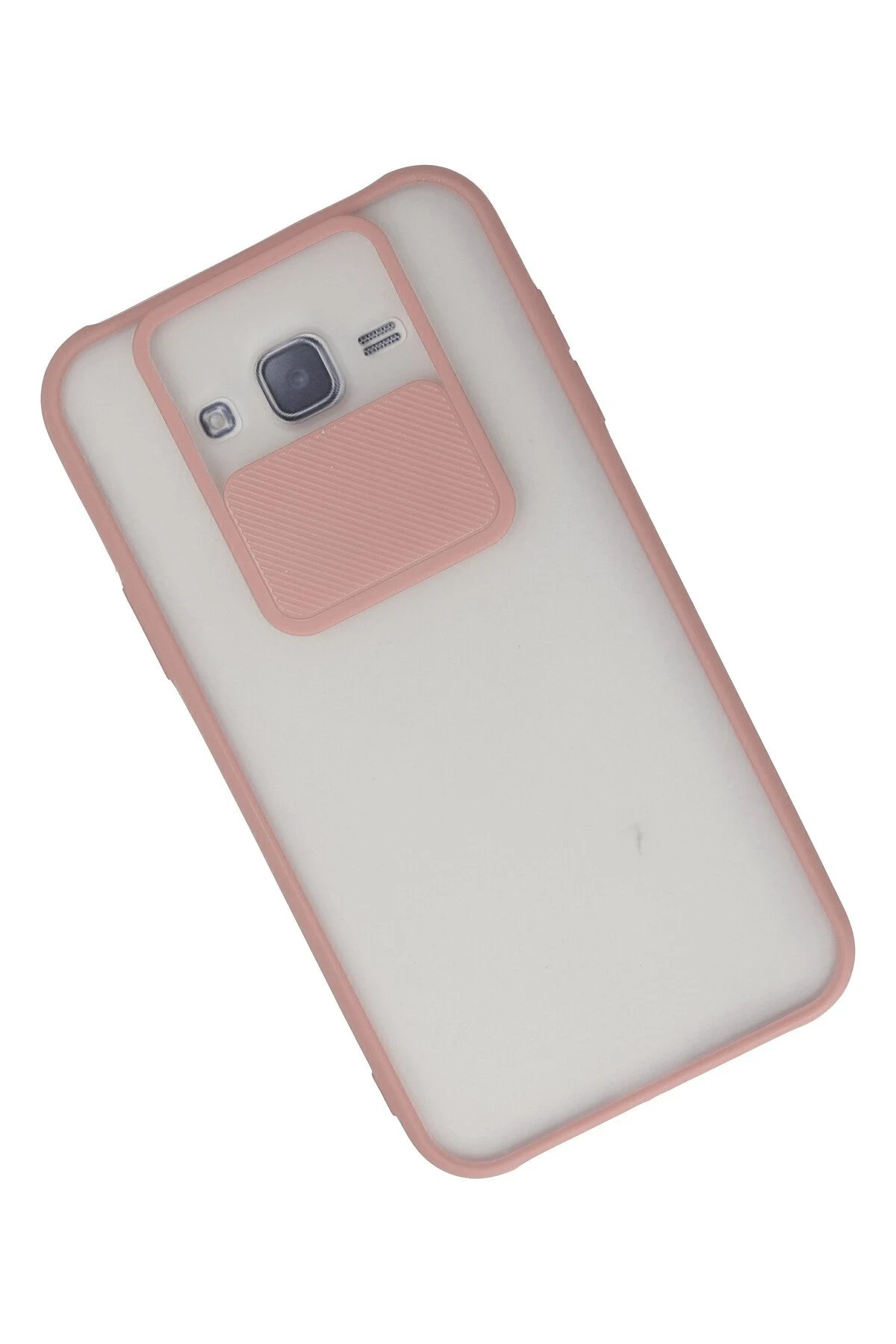 Samsung Galaxy J7 Kılıf Palm Buzlu Kamera Sürgülü Silikon - Pembe-(5796) - Görsel 3