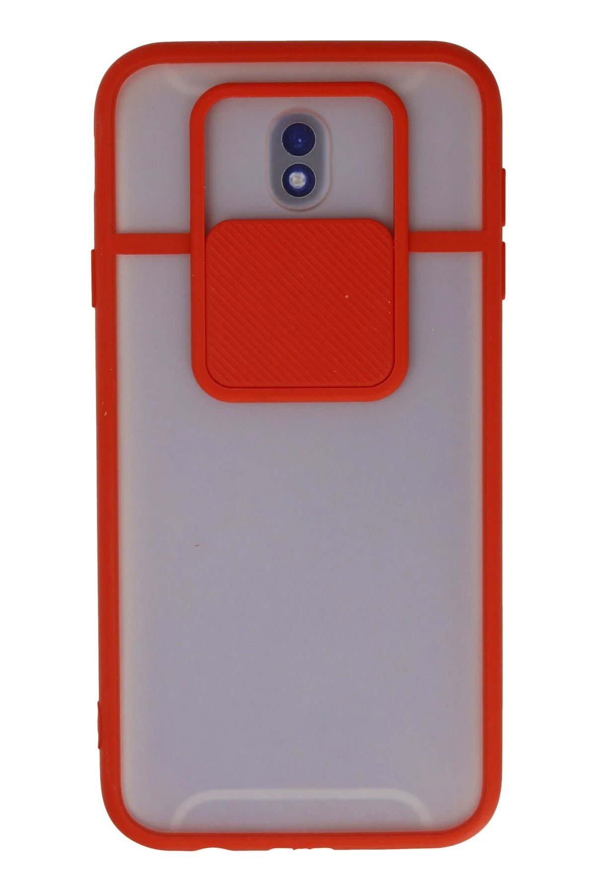 Samsung Galaxy J7 Pro / J730 Kılıf Palm Buzlu Kamera Sürgülü Silikon - Kırmızı-(5796)