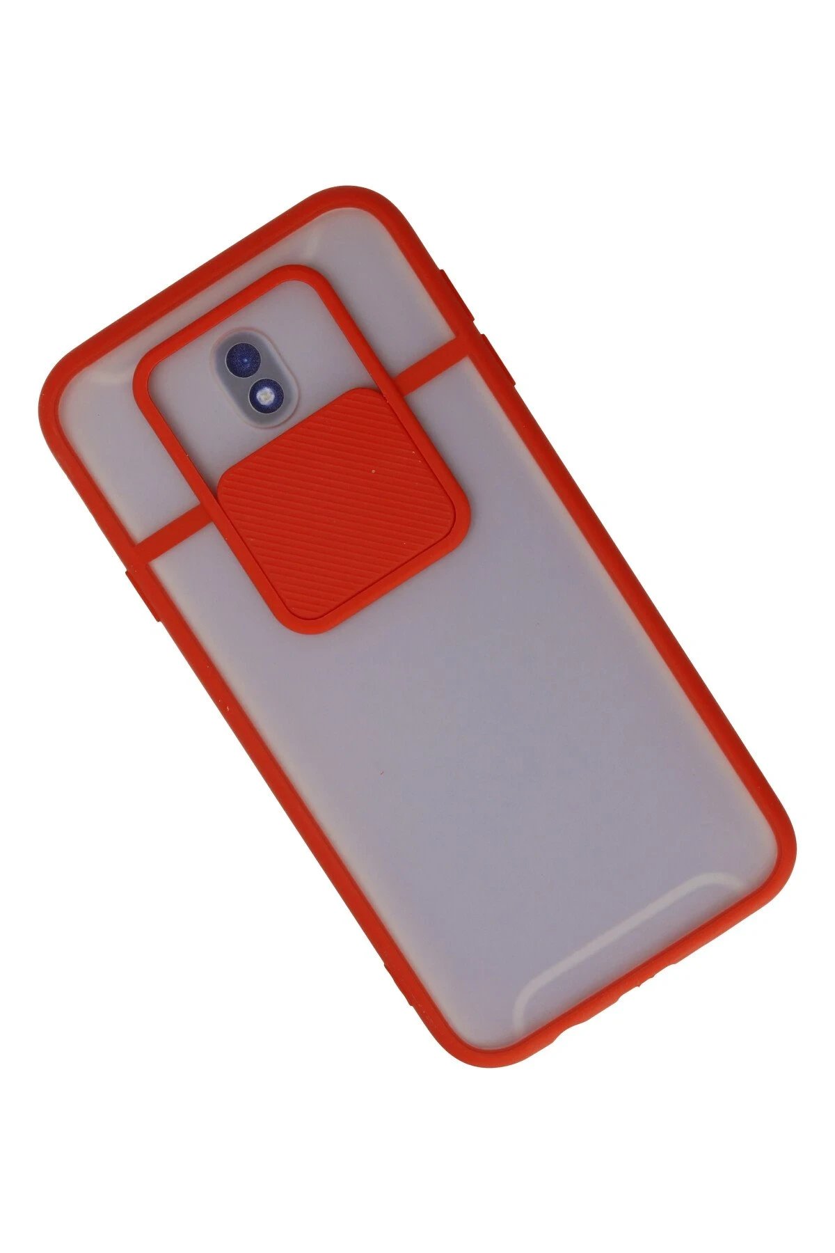 Samsung Galaxy J7 Pro / J730 Kılıf Palm Buzlu Kamera Sürgülü Silikon - Kırmızı-(5796) - Görsel 2